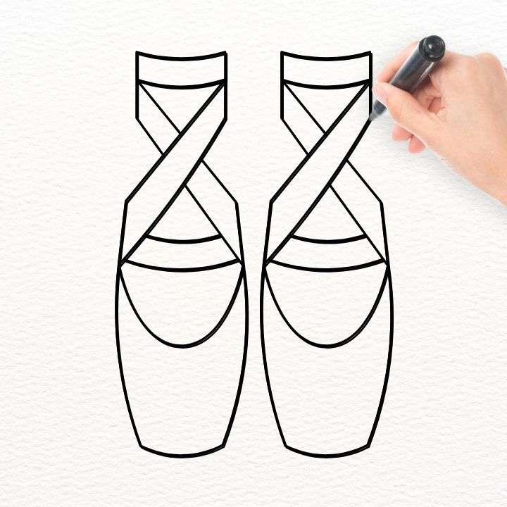 Ballerina Shoes Easy Drawing
