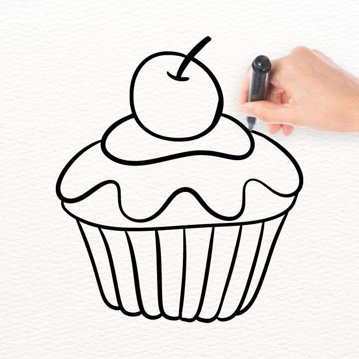 Cupcake Easy Drawing