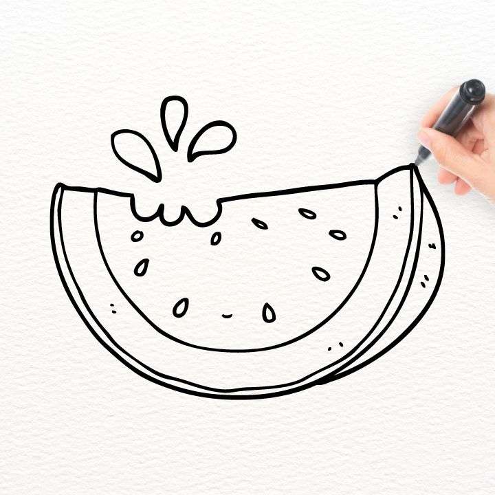 Cute Watermelon Easy Drawing