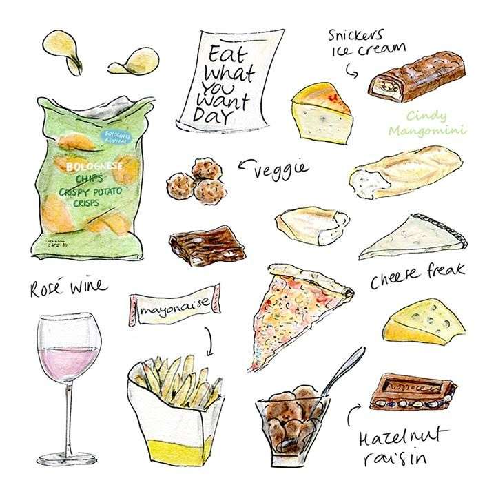 Different kinds of cute food drawings by Cindy Mangomini