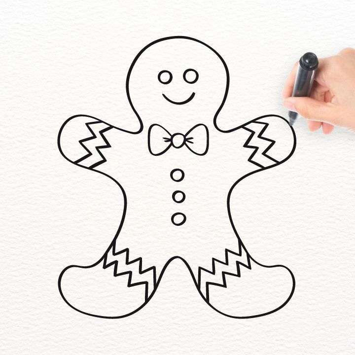 Gingerbread Man Easy Drawing