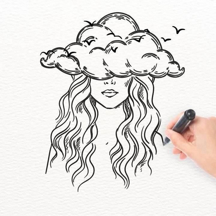 Head in the Clouds Easy Drawing