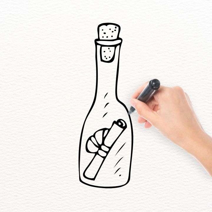 Message in a Bottle Easy Drawing