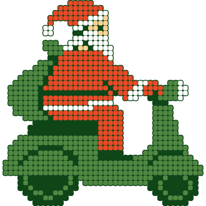 Pixel Santa riding a scooter