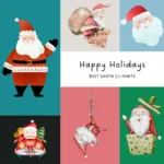 Different clipart of Santa Claus in watercolor