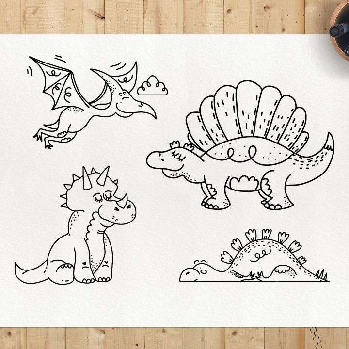 Simple drawings of dinosaurs