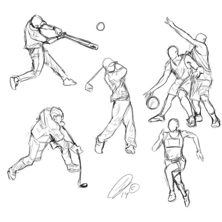 Sketching people doing various sports by Silverlykta