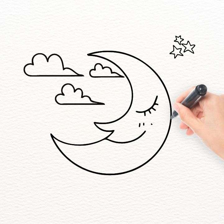 Sleeping Moon Easy Drawing