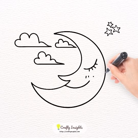 Sleeping Moon Easy Drawing