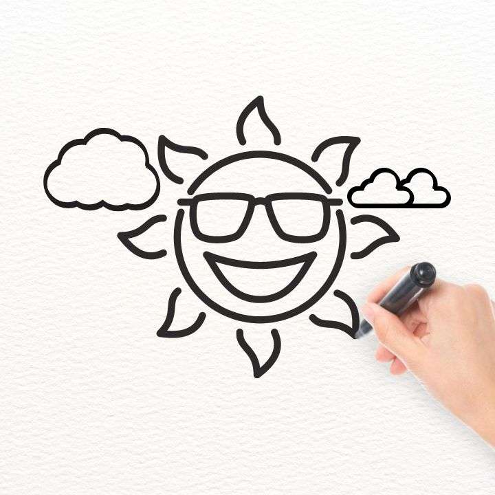 Smiling Sun Easy Drawing