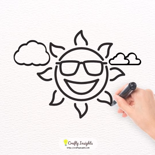 Smiling Sun Easy Drawing