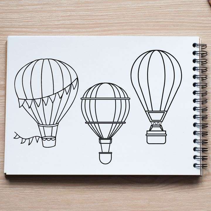Three different simple designs of hot air balloon