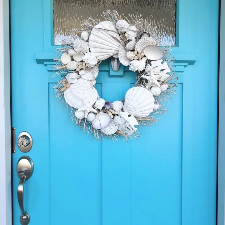 Seashell Wreath on a blue door