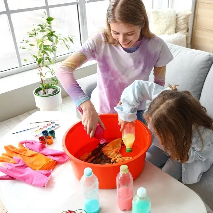 Mother and Daughter making Tie Dye Shirts jpg