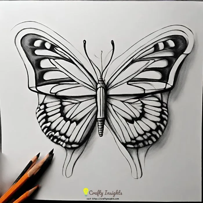 3D Butterfly Illusion Drawing