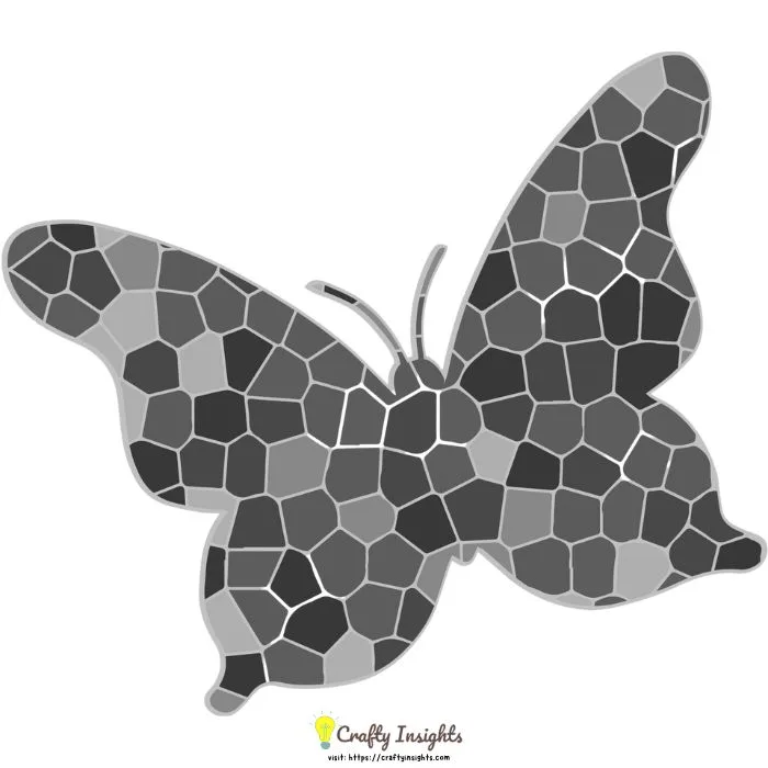 butterfly wings with different shades of black mosaic