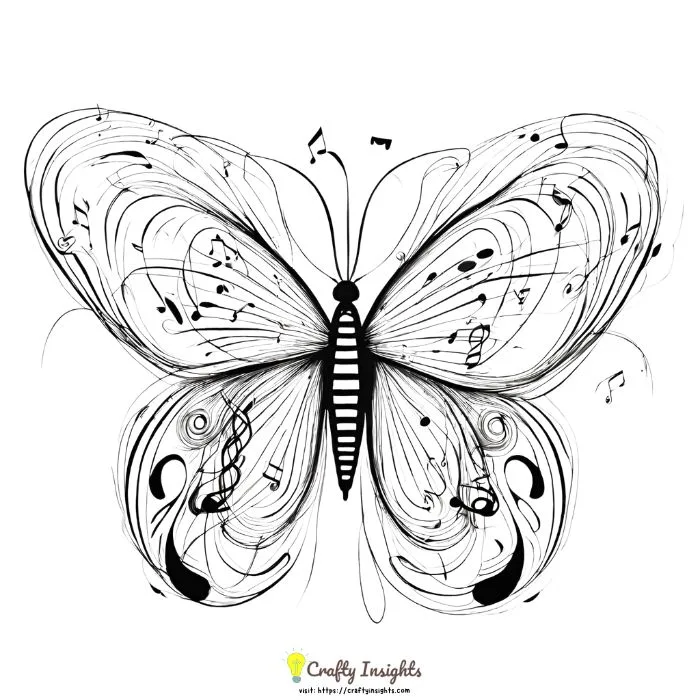 Butterfly with musical notes wing