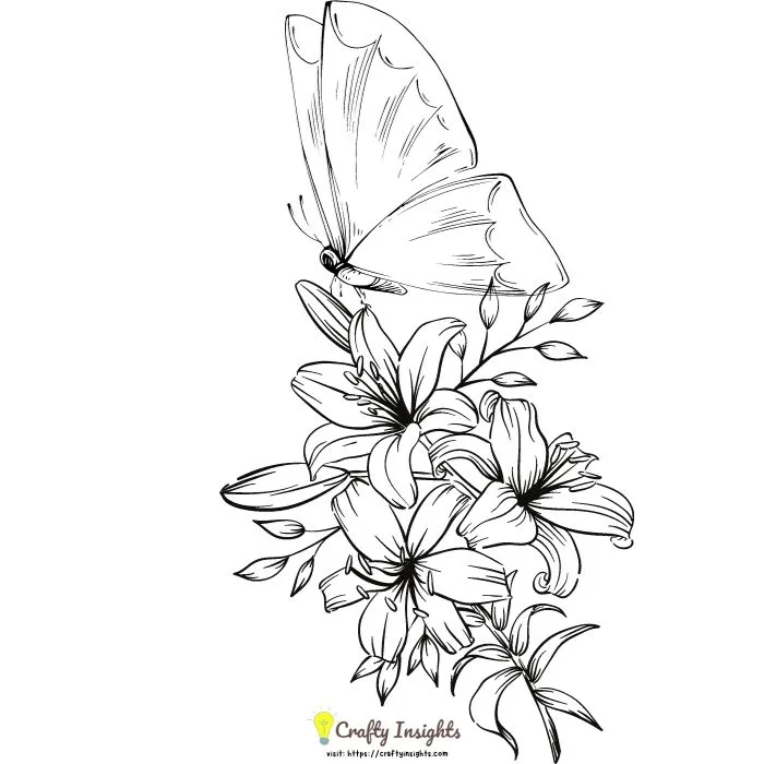 butterfly drawing on a flower