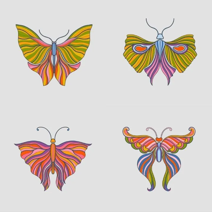 Butterfly color art nouveau Vintage style 1920-1930
