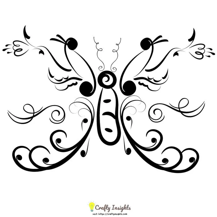 Different swirls of butterfly drawing