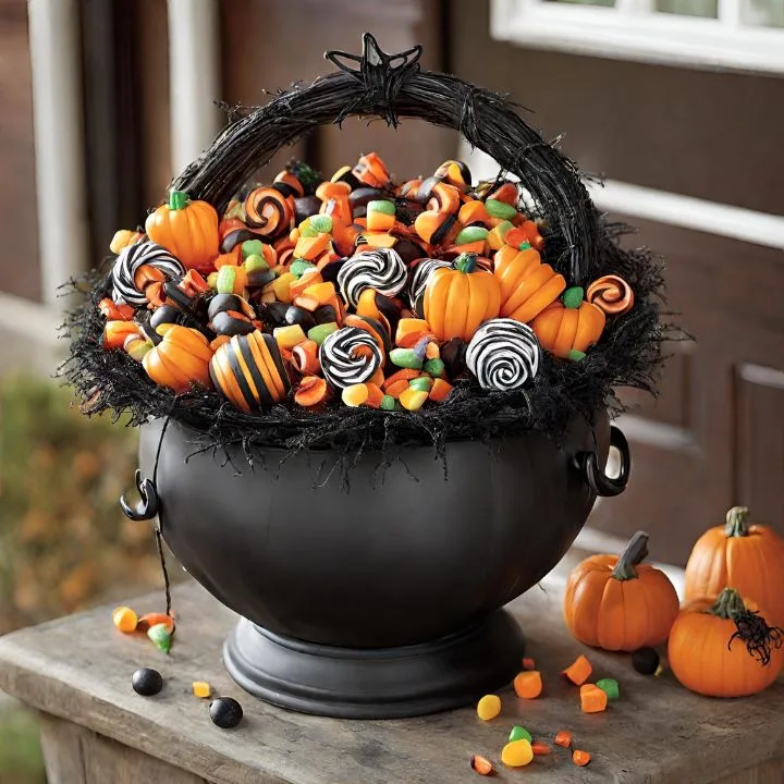A Wreath arched cauldron full with candies
