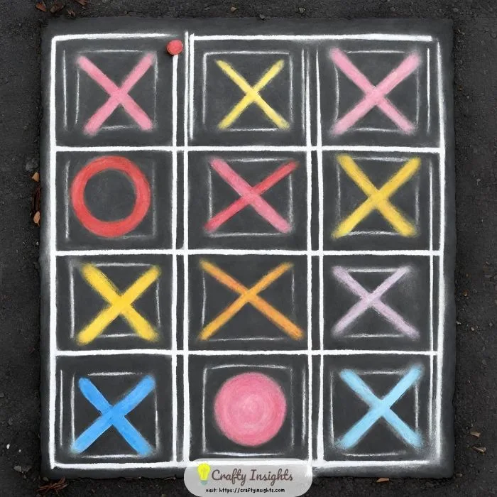 life-sized tic tac toe with chalk 