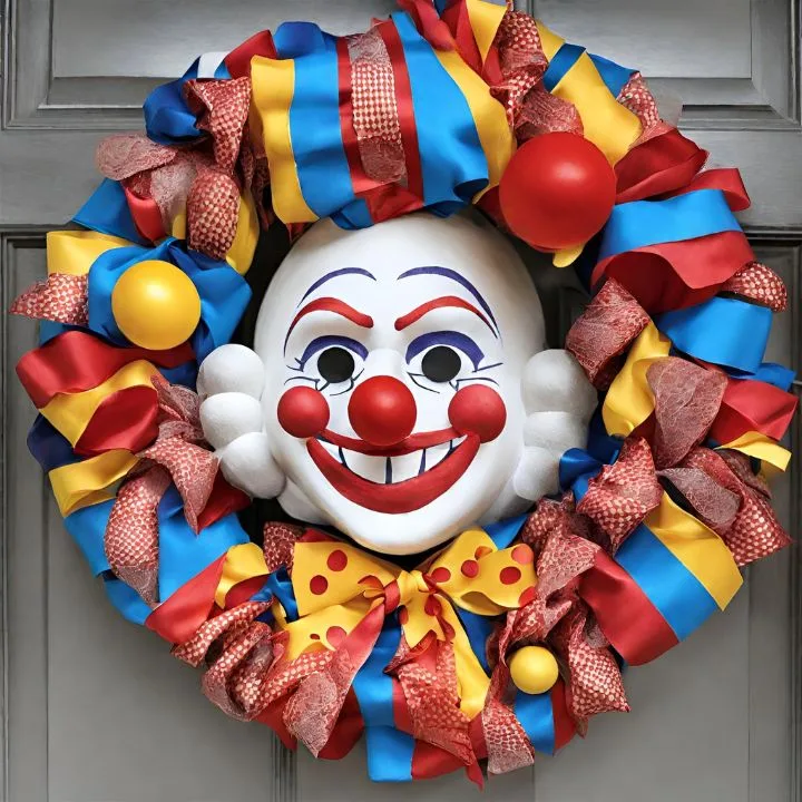 Feature a clown face and circus-themed decorations