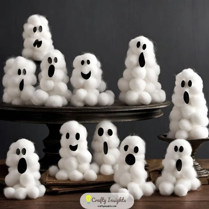 adorable ghosts by gluing cotton balls together