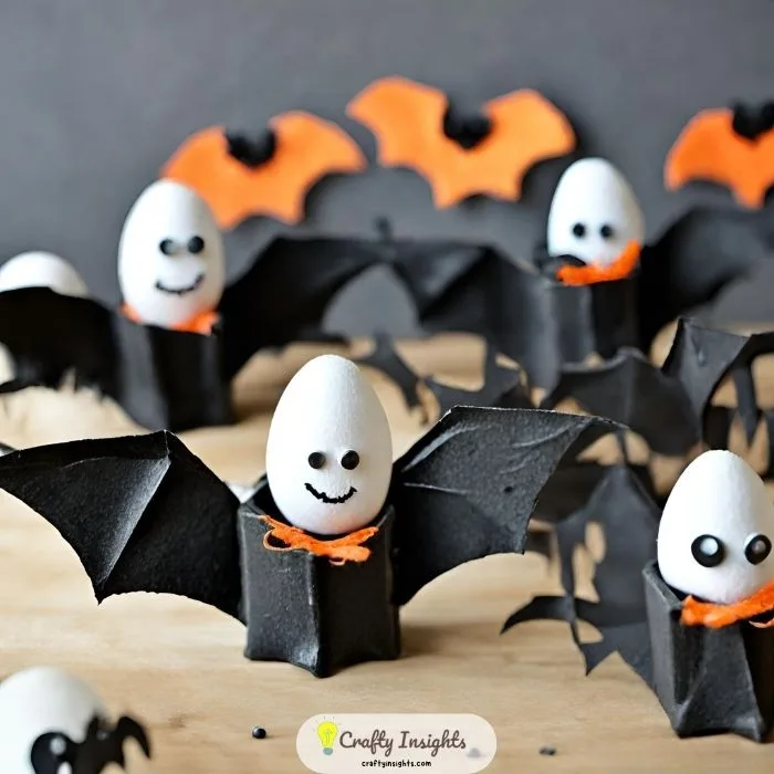 egg carton cups turns into adorable bats
