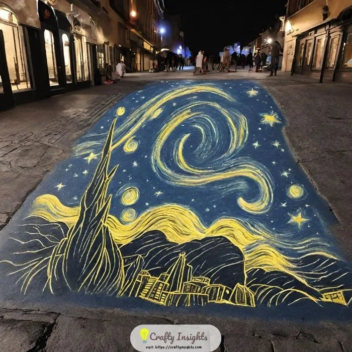 Recreating famous paintings using chalk