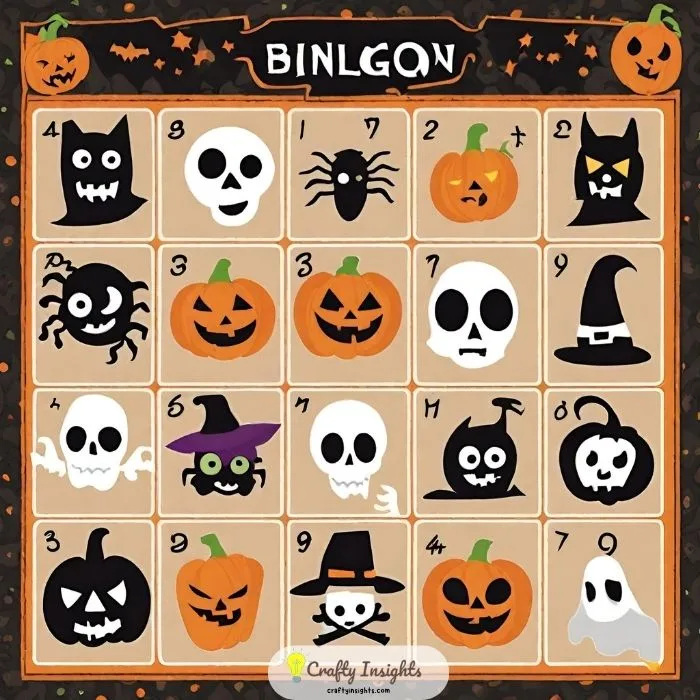 Halloween-themed bingo cards