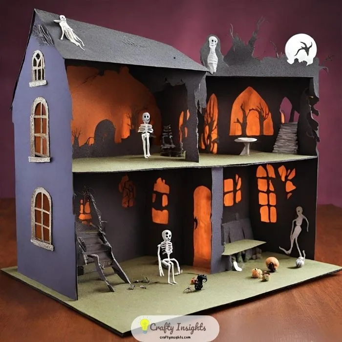 crafting a spine-tingling diorama with cardboard, miniatures, and craft materials