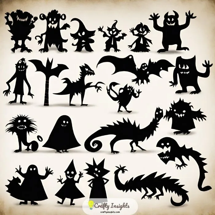 crafting spooky monster-shaped shadow puppets