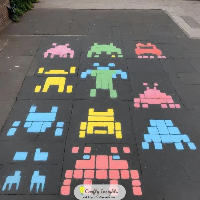 Recreate the iconic arcade game with chalk art
