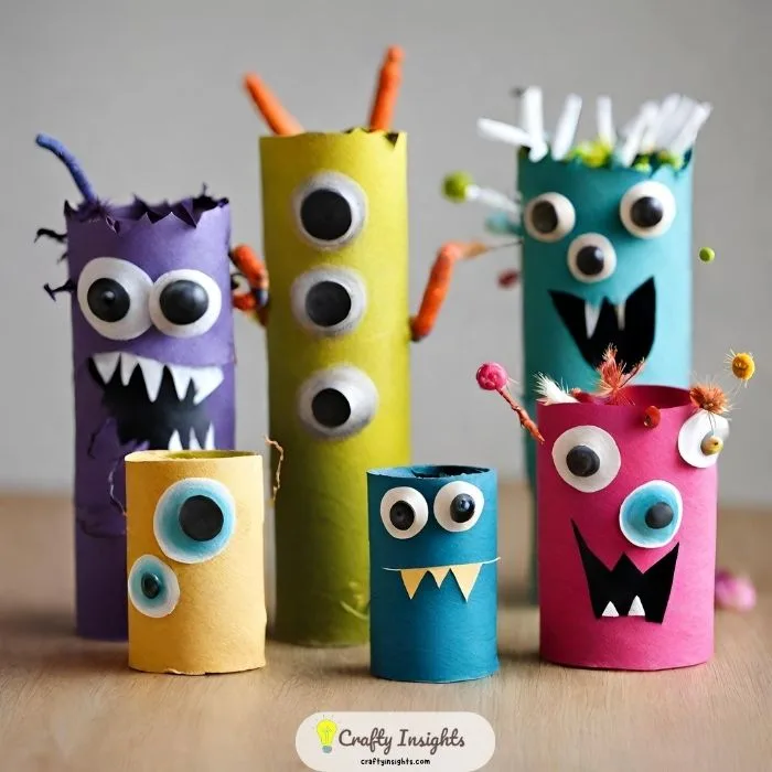 discarded toilet paper rolls turned into cute Monsters