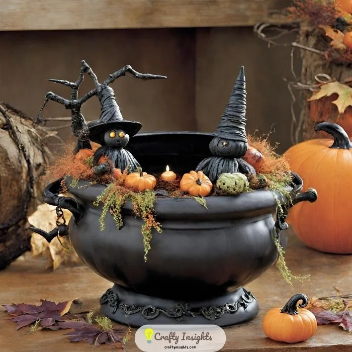 ordinary pots into enchanting witch's cauldron decorations