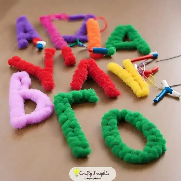 decorative letters made from pipe cleaners