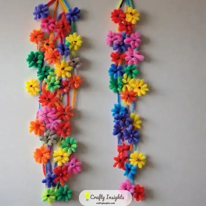 custom-made wall hangings made of pipe cleaner