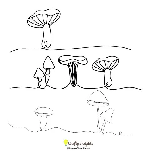 Mushroom Line Art Drawing