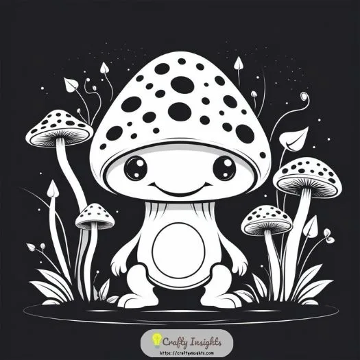 mushroom monster drawing features a cute creature made from mushrooms
