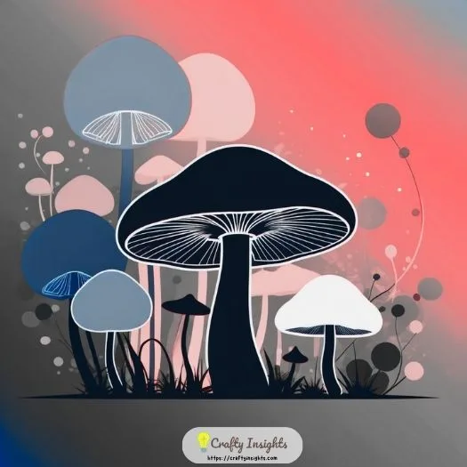 mushroom silhouette illustration features mushrooms depicted as dark silhouettes