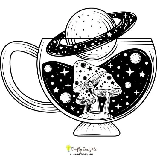 Mushroom in a Teacup Drawing jpg