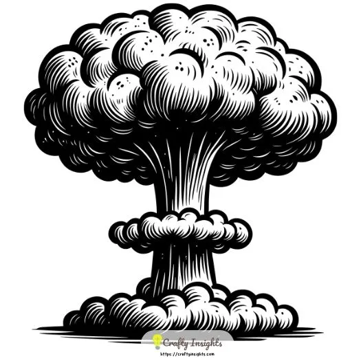 mushroom drawing depicts the iconic mushroom cloud