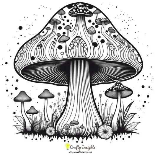 trippy mushroom drawing features a psychedelic interpretation of mushrooms