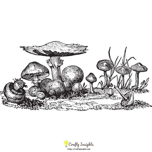 mushroom drawing captures the nostalgic charm of vintage illustrations