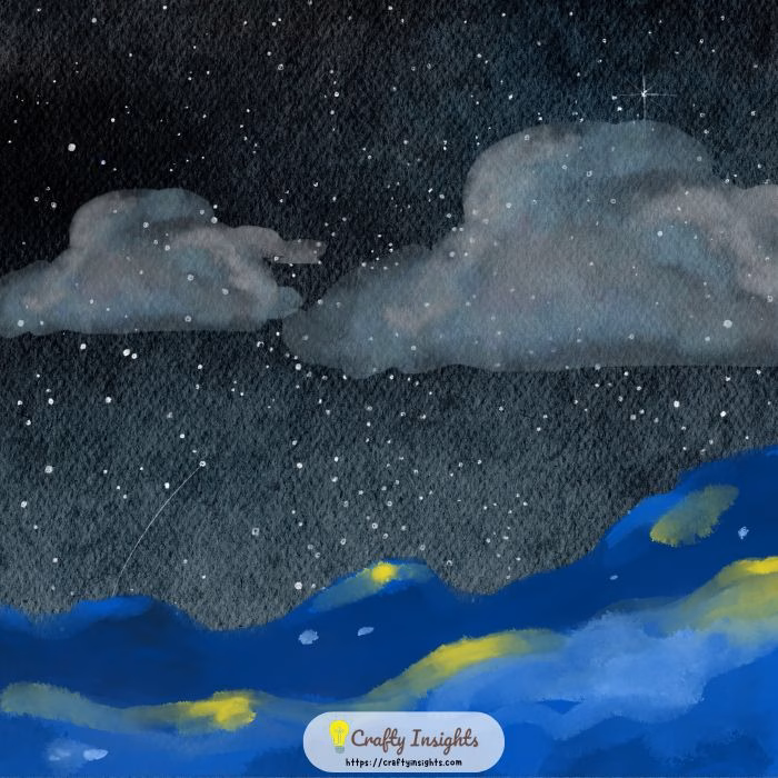 Night sky watercolor painting