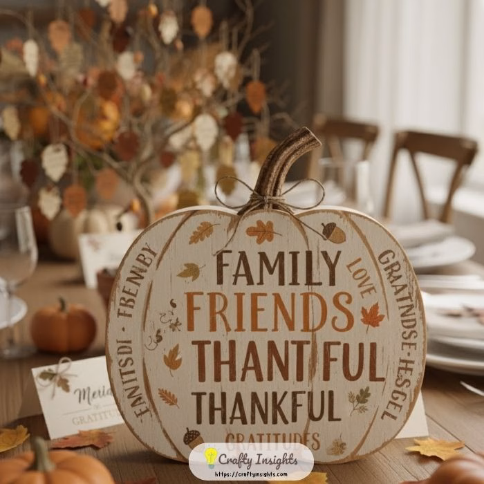 Thankful Wood Pumpkin Decor