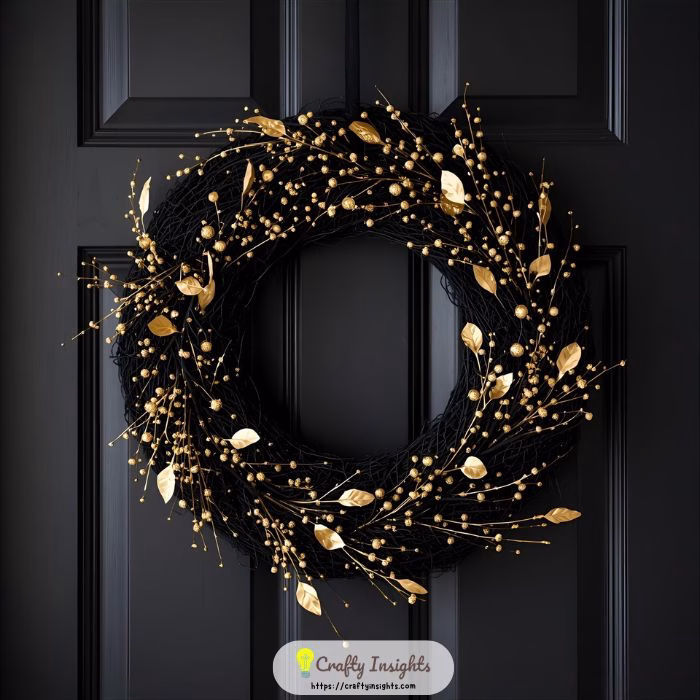 Black and Gold Luxe Minimalist Wreath diy