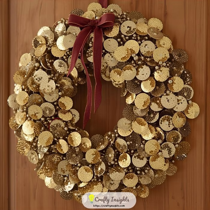 Champagne and Gold Sequin Wreath
