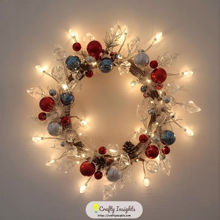 Crystal Ornament and LED Light Wreath